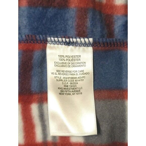 Quiksilver Boy's L (14/16) Fleece Shirt Jacket Shacket Pockets Snap Blue Plaid - Picture 5 of 12